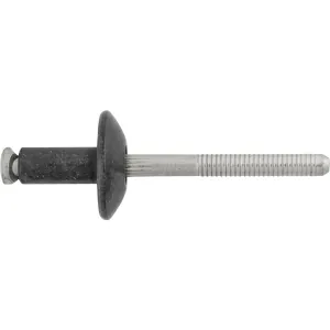 AUVECO 19458 Peel-Type Rivet, 1/4 in Dia x 1/8 to 21/64 in Grip Range, Aluminum Rivet/Mandrel, Black