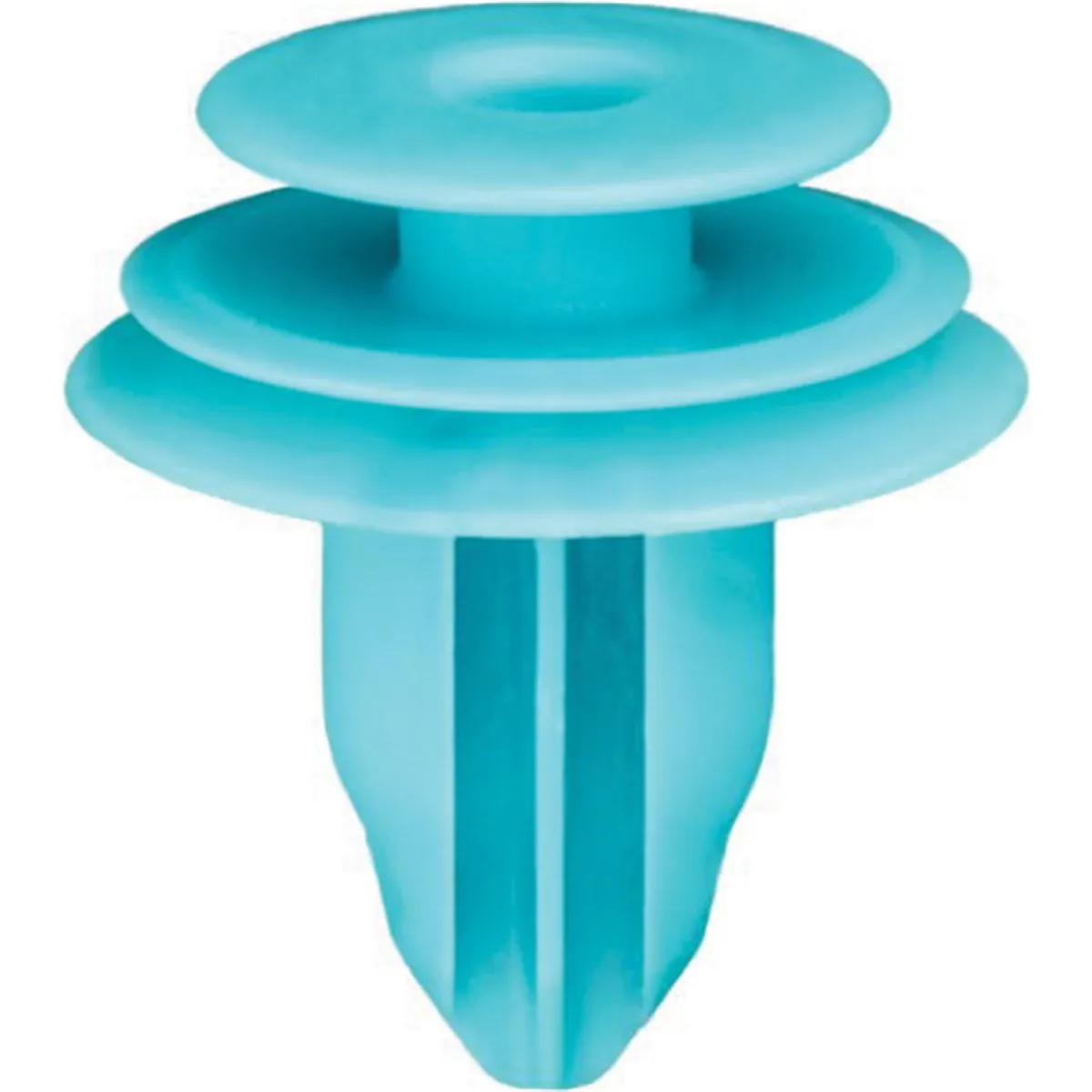 AUVECO 20633 Triple Head Type 10 Trim Panel Retainer, (13 mm Dia Top x 18 mm Dia Bottom) Head, Nylon, Turquoise