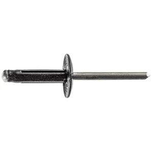 AUVECO 20741 Specialty Rivet, 3/16 in Dia x 3/64 to 23/64 in Grip Range, Aluminum Rivet/Mandrel, Black