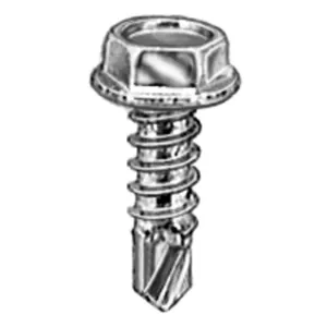 AUVECO 9611 Hex Washer Head Teks Point Tapping Screw, #8 Screw x 1/2 in L, Zinc