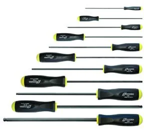 Ball End Scredrivers Set, Inch, Long, 11 pc.