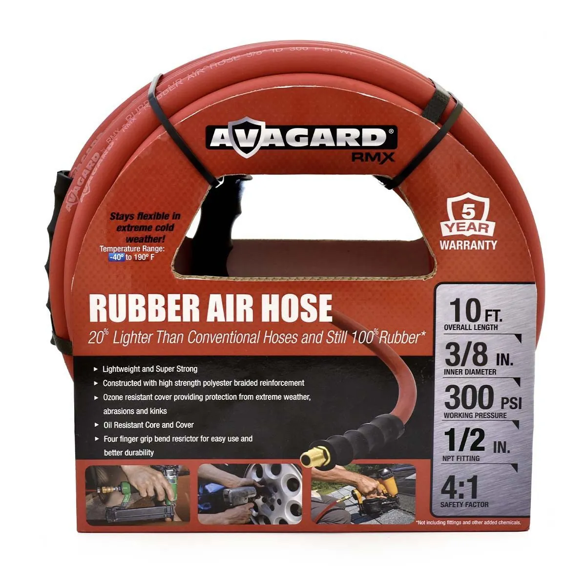 BluBird BluBird Avagard Rubber Air Hose 3/8 in. x 10 ft.
