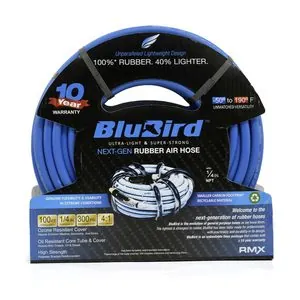 BluBird Rubber Air Hose Assembly 1/4" x 100'