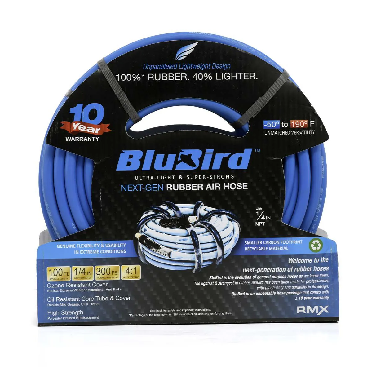 BluBird Rubber Air Hose Assembly 1/4" x 100'