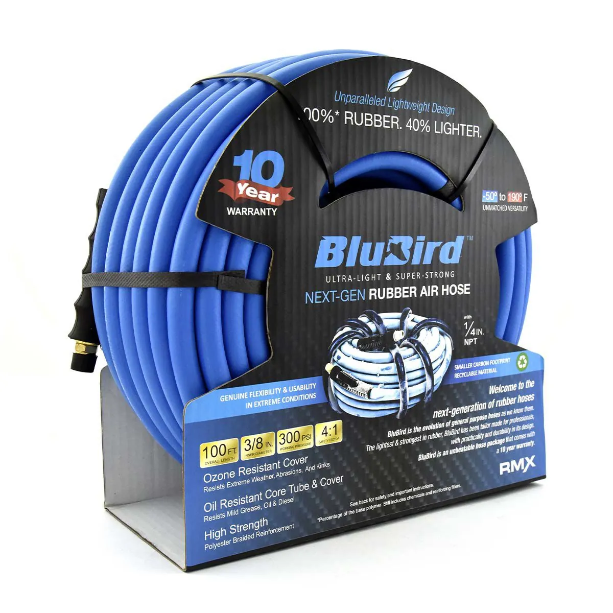 BluBird Rubber Air Hose Assembly 3/8" x 100'