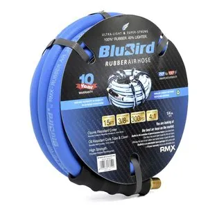 BluBird Rubber Air Hose Assembly 3/8" x 15'