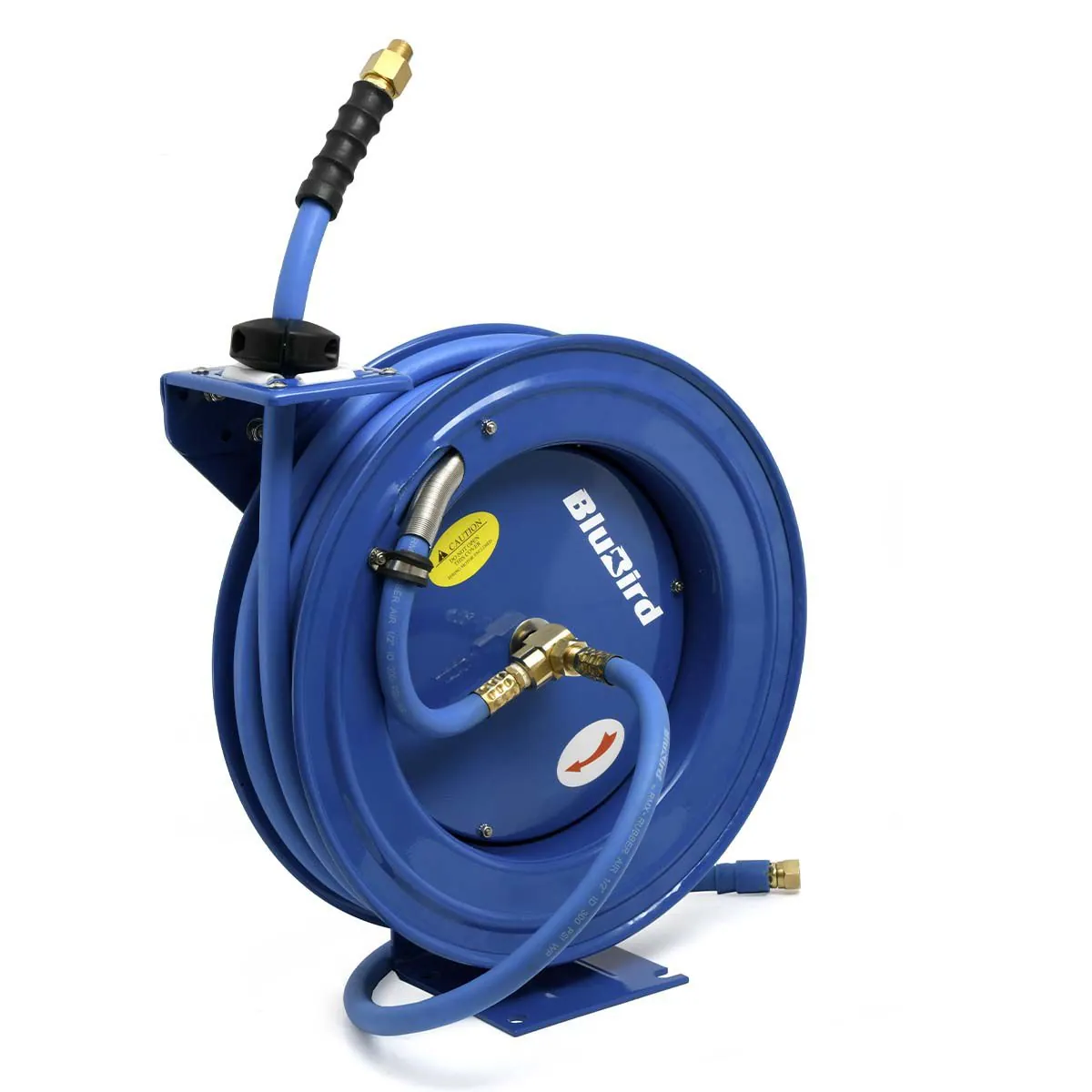 BluBird Rubber Air Hose Reel Heavy Duty Single Arm Assembly 1/2" x 50'