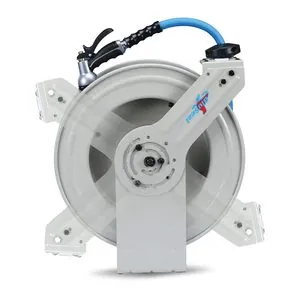 BluBird BluSeal All-in-One Rubber Air Hose Reel 5/8" X 50(Single Arm - Heavy Duty) with 6' Lead-in-Hose. Includes FreeStyle, Sshhh Tek, and Safety Rewind Features.