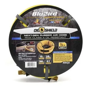 BluBird OilShield Rubber Air Hose Assembly 3/8" x 10'
