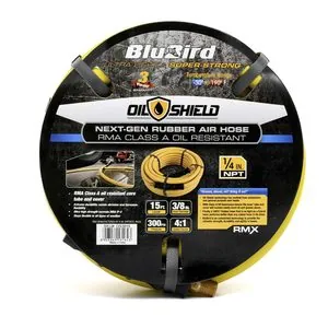 BluBird OilShield Rubber Air Hose Assembly 3/8" x 15'