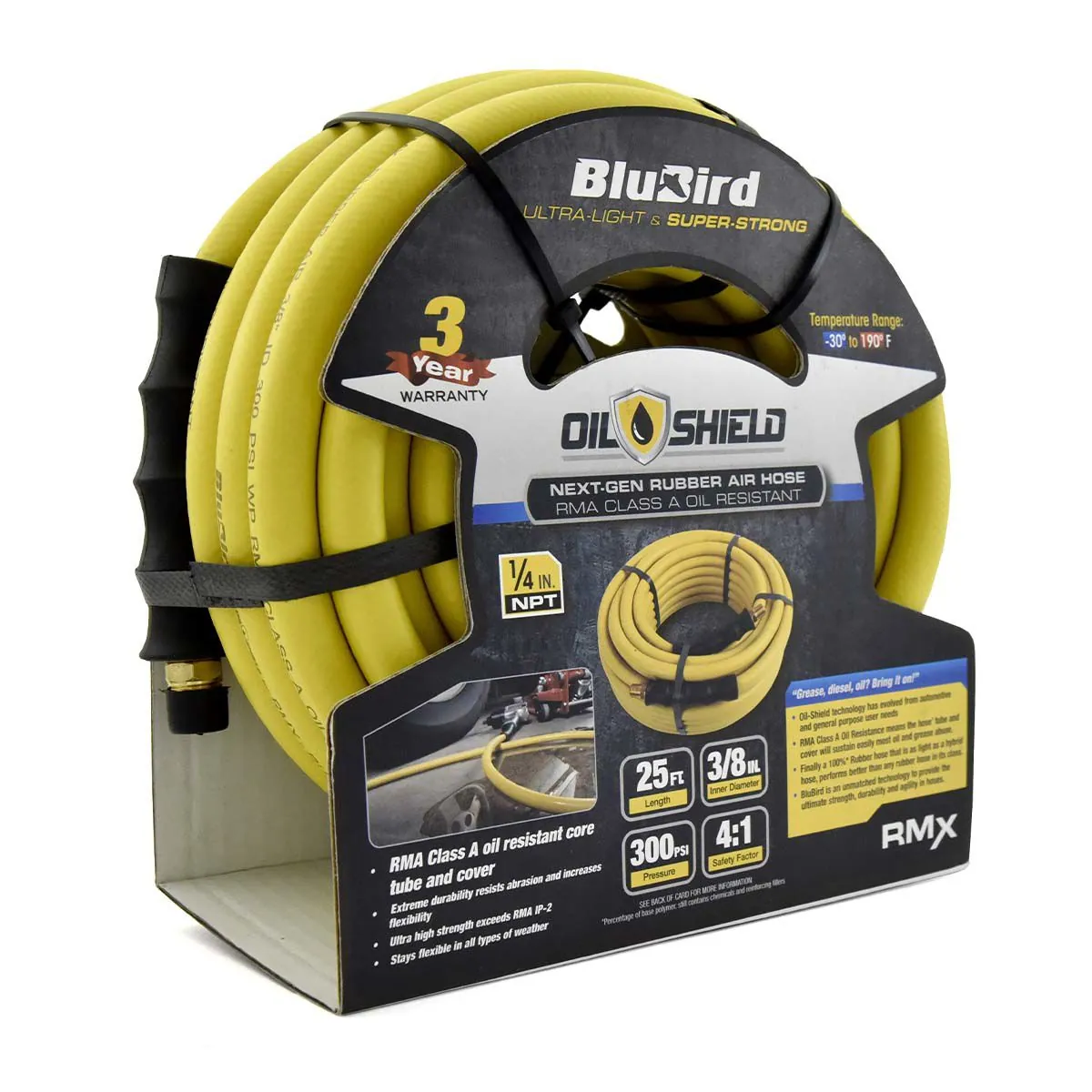 BluBird OilShield 3/8"X25' Rubber Air Hose