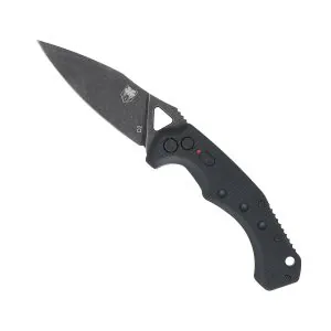 Ryker Black Button Automatic with 3.75 inch Stonewashed D2 blade