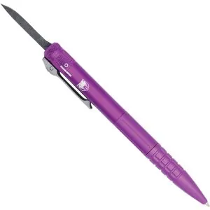 OTF Pen Knife Purple with a D2 steel blade. Replaceable black ink cartridge