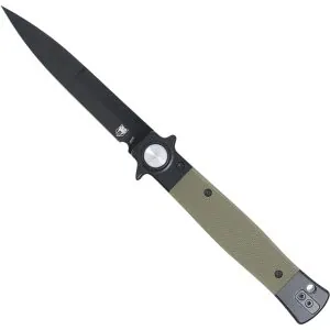 CobraTec Stiletto Button Lock G10 Scales and Titanium Black coated VG10 Steel Blade