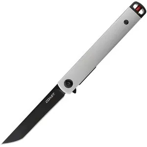 COAST Products LX502 1919 Founders Series Select Assisted Open Titanium Nitride Coated 9Cr18Mov Tanto Blade Stainless Steel Handle with Frame Lock Folding Pocket Knife - Silver