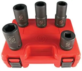 1" Dr Wheel Service SAE & Metric Impact Socket Set, 5 Pc