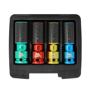 CTA Manufacturing 4 Pc. Metric Lug Socket Set with Carbon Fiber Sleeves