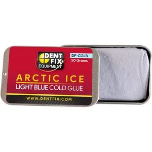 Dent Fix Arctic Ice Light Blue Cold Glue DF-CGLB is great for quickly and safely moving large areas of metal. The Arctic Ice Cold Glue is recommended when maximum adhesion is desired, with an extra adhesion force around 20-30% compared to Mammoth Tar. Arctic Ice also performs better in a wider range of temperatures.