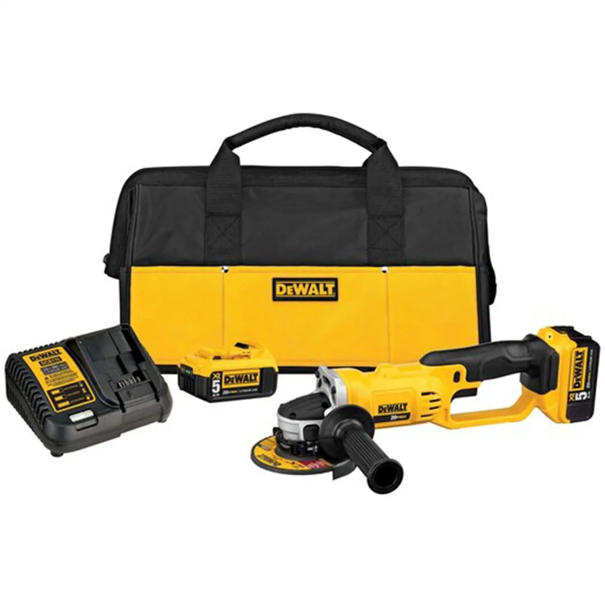 DeWalt 20V MAX* 4-1/2-in. - 5-in. (114mm - 127mm) Cordless Angle Grinder with (2) 5.0 Ah Batteries and Charger