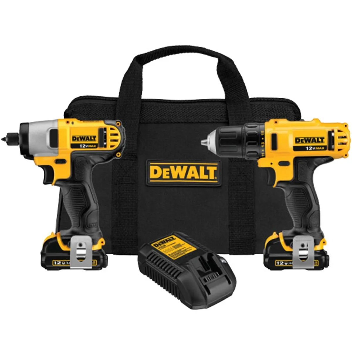 DeWalt 12V MAX* Cordless Drill and Impact Driver Combo Kit with (2) 1.5 Ah Batteries and Charger