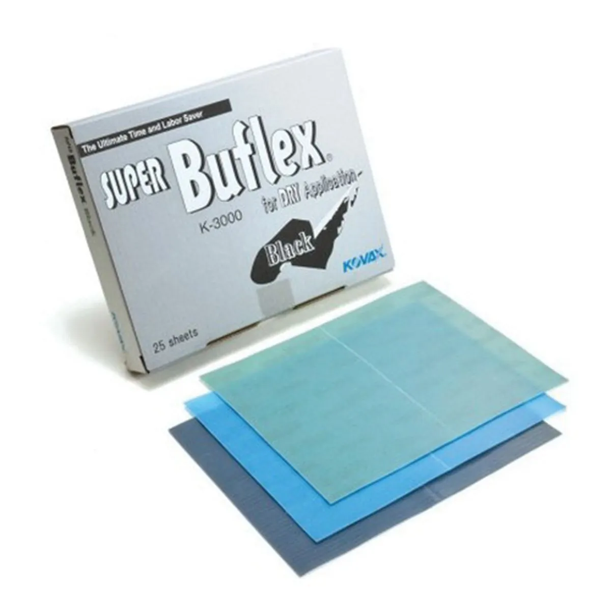Eagle Abrasives, Inc. KOVAX Super Buflex 191-1531 Super-Tack Buflex Sheet, 130 mm W x 170 mm L, 3000 Grit, K-3000 Grade, Black