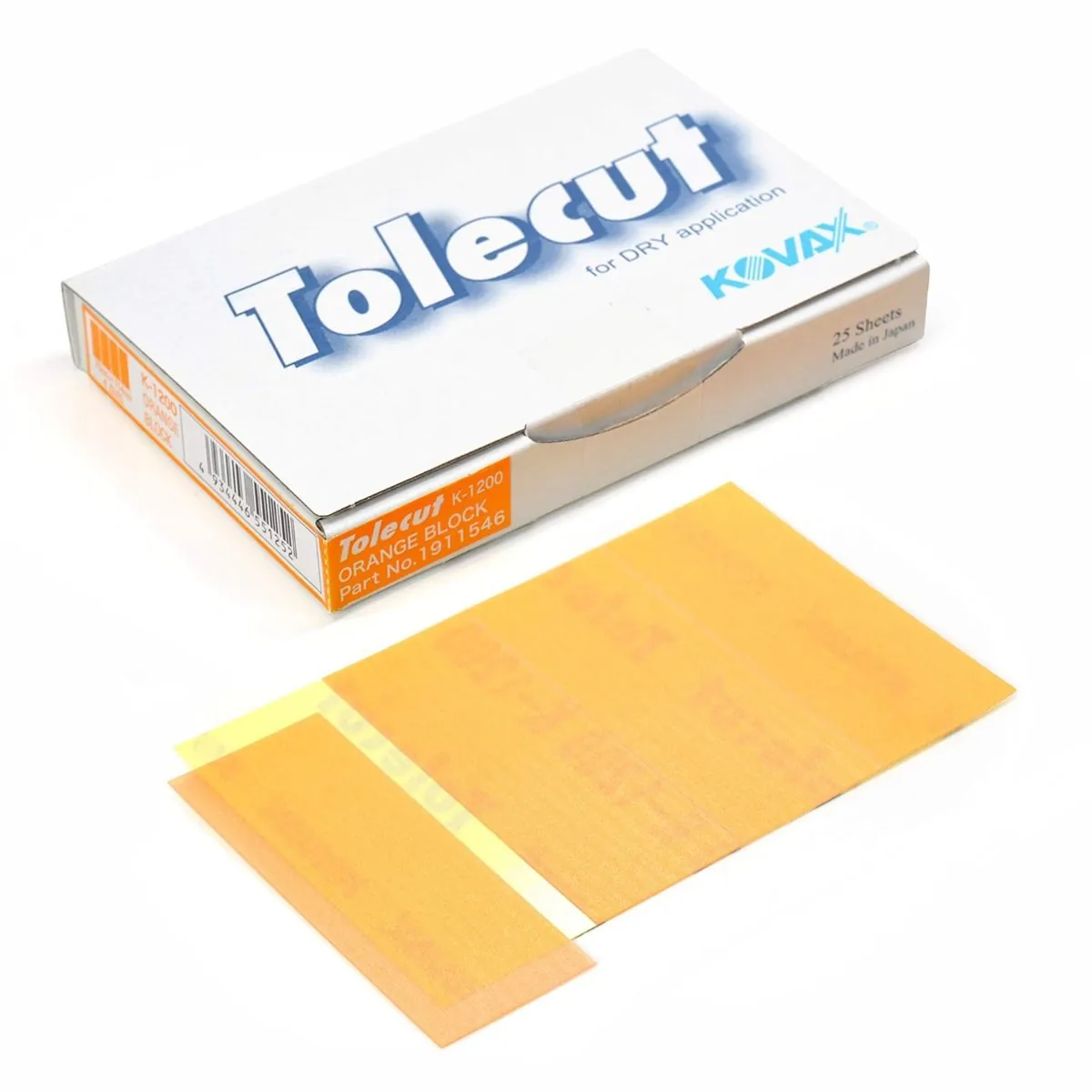 Eagle Abrasives, Inc. KOVAX Tolecut 191-1546 4-Cut Sheets, 70 mm W x 114 mm L, Orange, Dry