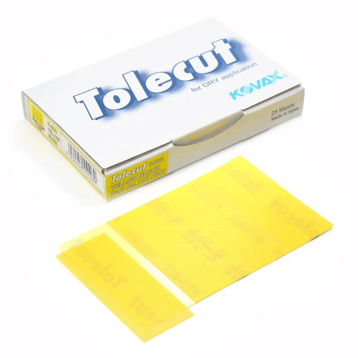 Eagle Abrasives, Inc. KOVAX Tolecut 191-1547 4-Cut Sheets, 70 mm W x 114 mm L, Yellow, Dry