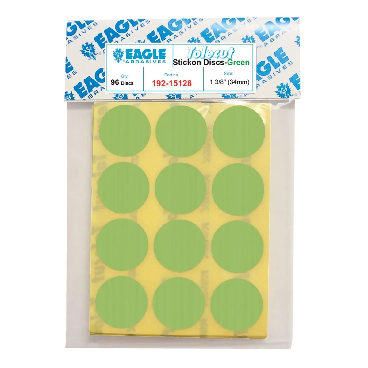 Eagle Abrasives, Inc. KOVAX Tolecut 192-15128 Touch-Up Abrasive Disc, 1-3/8 in, 2000 Grit, Stickon (PSA) Attachment, Green