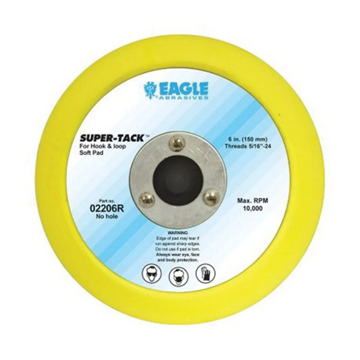 Eagle Abrasives, Inc. KOVAX 02206R Soft Disc Pad, 6 in, 5/16-24 Arbor/Shank, Super-Tack Attachment