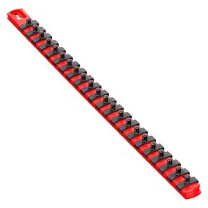 Ernst Mfg. 18&rdquo; Socket Organizer and 22 Twist Lock Clips - Red - 1/4&rdquo;