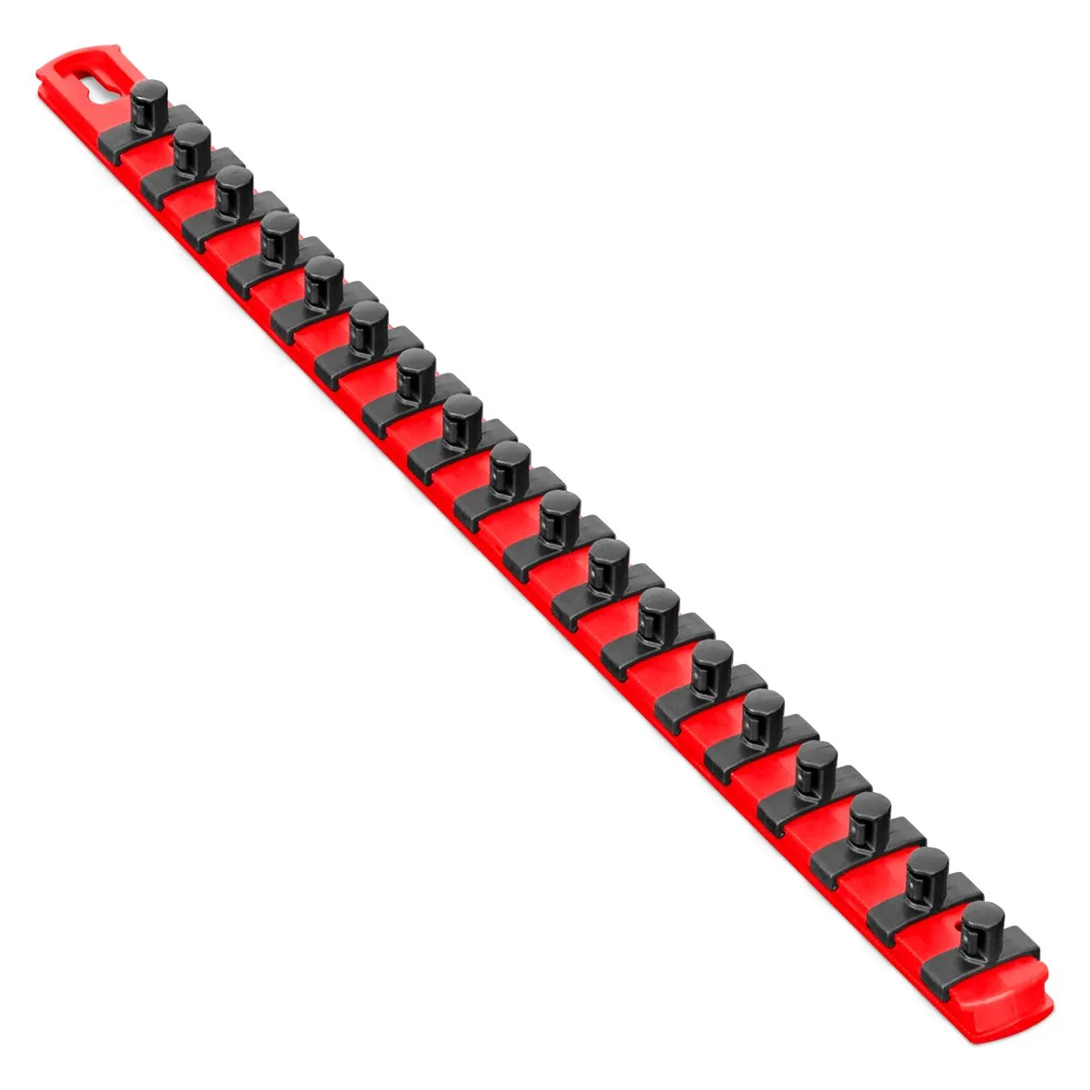 Ernst Mfg. 18” Socket Organizer and 18 Twist Lock Clips - Red - 3/8”