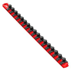 Ernst Mfg. 18&rdquo; Socket Organizer and 17 Twist Lock Clips - Red - 1/2&rdquo;