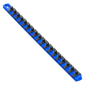 Ernst Mfg. 18&rdquo; Socket Organizer and 18 Twist Lock Clips - Blue - 3/8&rdquo;