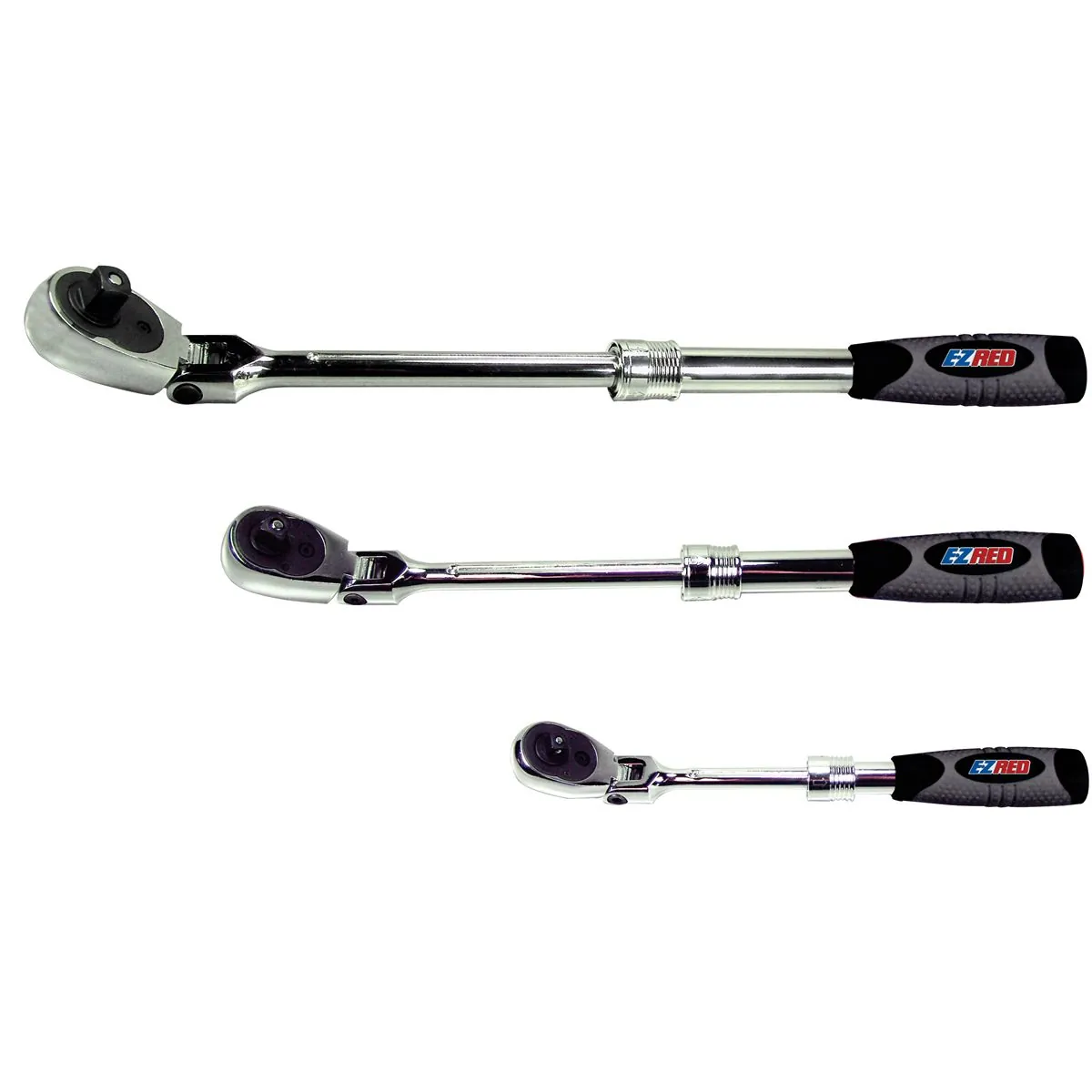 E-Z Red 3 Piece Locking Flex Head/Extenable Ratchet set