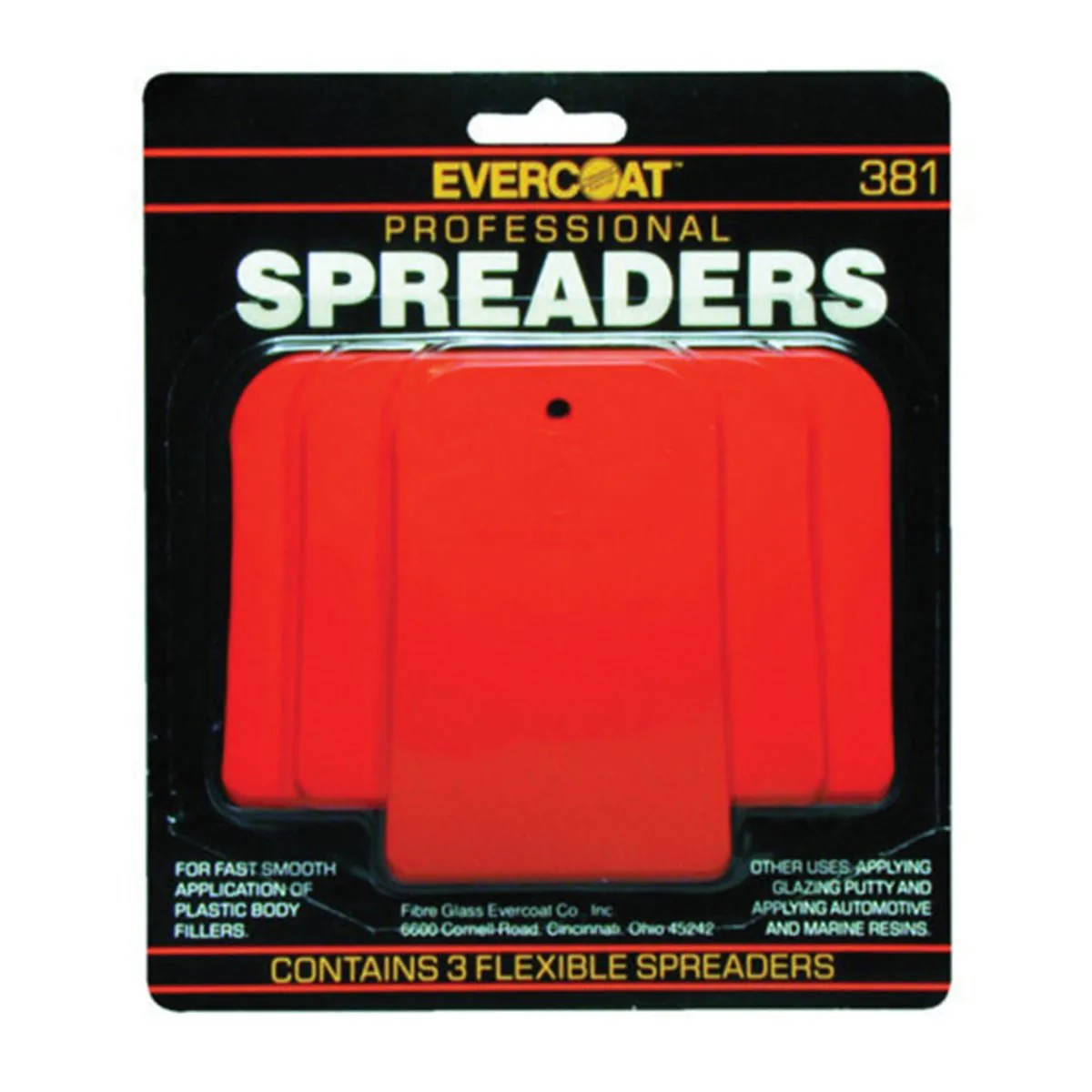 Fibre glass Evercoat 100381 Spreader Kit, 2-1/2 in, 4 in, 5 in, Plastic, Red