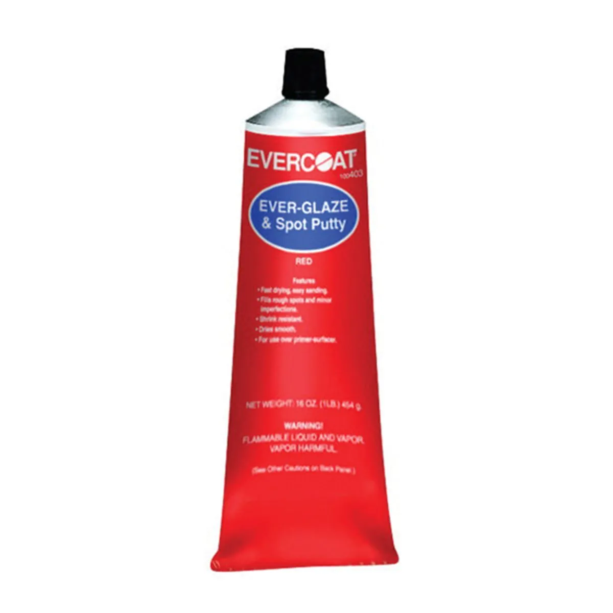 Fibre glass Evercoat Ever-Glaze and Red Lacquer Spot Putty Paste - 1 Pound Tube
