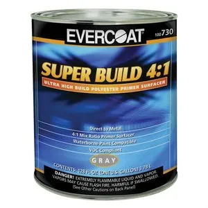 Fibre glass Evercoat 100730 Super Build Polyester Primer, 1 gal Round Can, Gray, 4:1 Mixing, 1200 sq-ft/gal Coverage