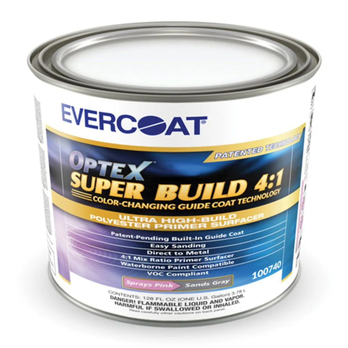 Fibre glass Evercoat Optex Super Build 100740 Polyester Primer Surfacer, 3.78 L Can, Gray, 4:1 Mixing