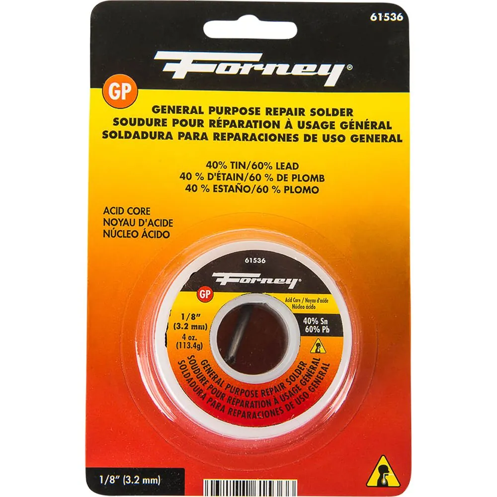Solder,GenPurpose Repair, Acid Core, 1/8 in, 4oz