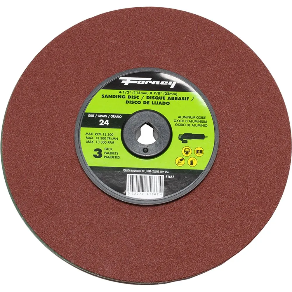 ResinFibreSandDisc,AlumOxid4-1/2" x7/8"Arb24Grit