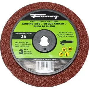 ResinFibreSandDiscAlumOxid4-1/2"x 7/8"Arb,36Grit