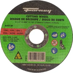 Cut-Off Wheel,Metal,Type 1,4-1/2"x .080 "x 7/8"