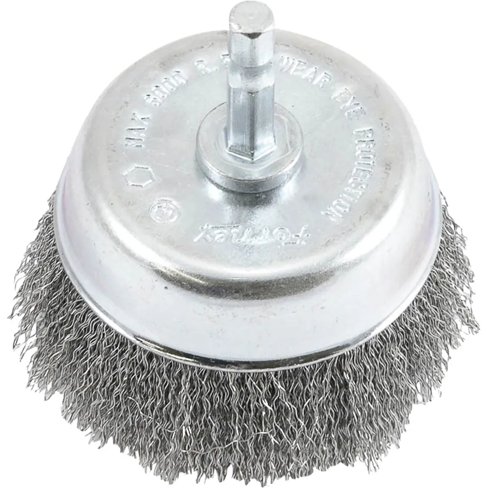 Cup Brush, Crimped, 3" x .008" x 1/4"Hex Shank