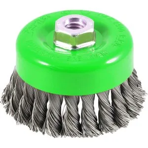 Cup Brush, Knotted, 4"x .020" x 5/8 in-11 Arbor