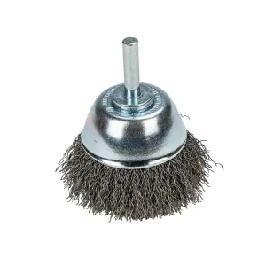 Forney Industries Command PRO Cup Brush, Crimped, 2-1/2 in x .014 in x 1/4 in Shank