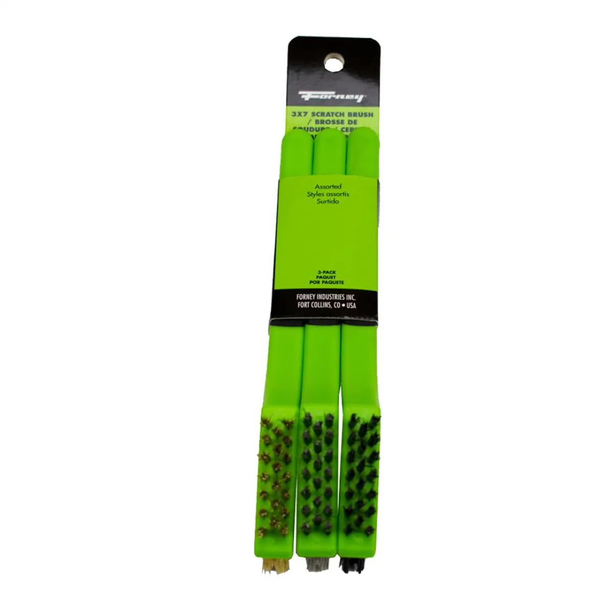 Forney Industries Scratch Brush with Plastic Handle, Combo 3-Pack