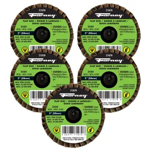 Forney Industries Quick Change Flap Disc, 80 Grit, 2 in (5-Pack of Forney 71979)