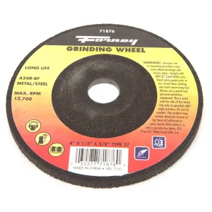 Forney Industries Grinding Wheel, Metal, Type 27, 4 in x 1/4 in x 5/8 in