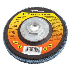 Forney Industries Flap Disc, High Density, Type 29, 4-1/2 in x 5/8 in-11, ZA80