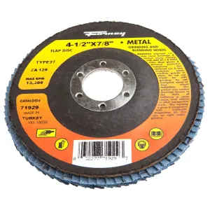 Forney Industries Flap Disc, Type 27, 4-1/2 in x 7/8 in, ZA120